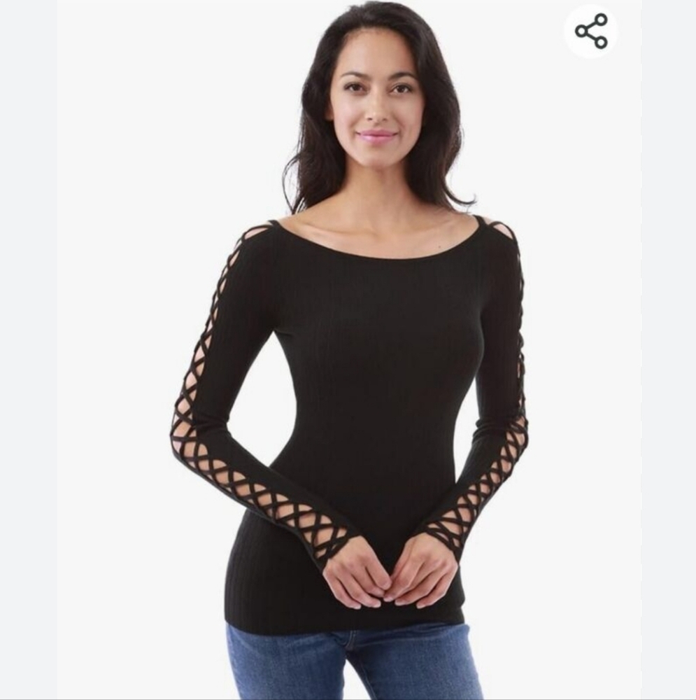 Free People Movement Long Sleeve Top M/L Crisscross cutout sleeve detail